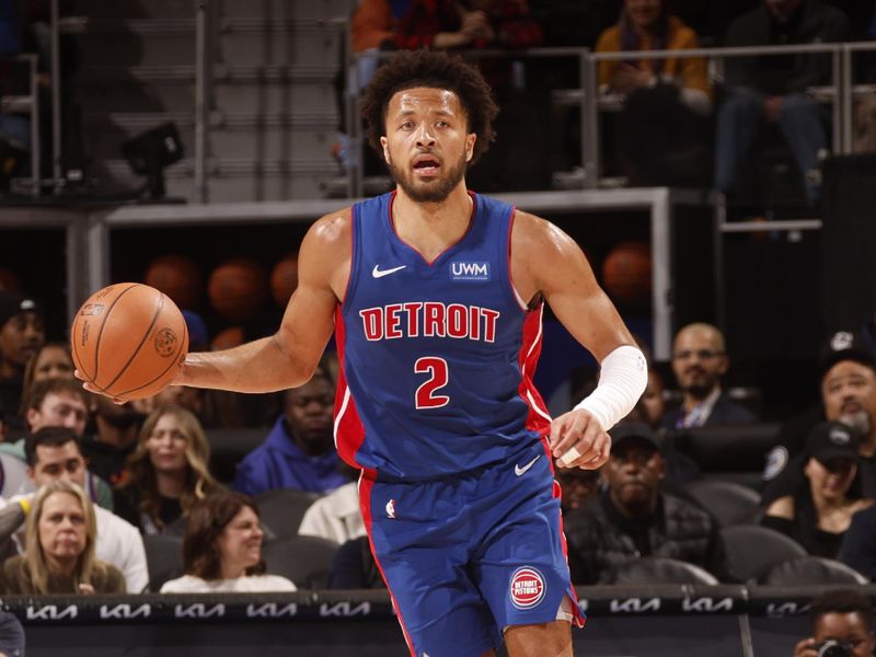 DETROIT, MI - MARCH 9: Cade Cunningham #2 of the Detroit Pistons dribbles the ball during the game against the Dallas Mavericks on March 9, 2024 at Little Caesars Arena in Detroit, Michigan. NOTE TO USER: User expressly acknowledges and agrees that, by downloading and/or using this photograph, User is consenting to the terms and conditions of the Getty Images License Agreement. Mandatory Copyright Notice: Copyright 2024 NBAE (Photo by Brian Sevald/NBAE via Getty Images)