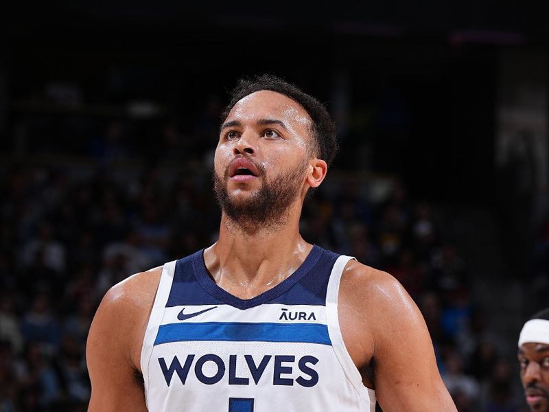 DENVER, CO - APRIL 10: Kyle Anderson #1 of the Minnesota Timberwolves looks on during the game against the Denver Nuggets on April 10, 2024 at the Ball Arena in Denver, Colorado. NOTE TO USER: User expressly acknowledges and agrees that, by downloading and/or using this Photograph, user is consenting to the terms and conditions of the Getty Images License Agreement. Mandatory Copyright Notice: Copyright 2024 NBAE (Photo by Garrett Ellwood/NBAE via Getty Images)