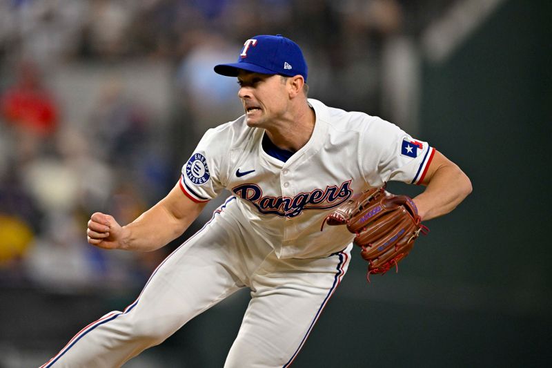 Aug 21, 2024; Arlington, Texas, USA; Texas Rangers relief pitcher David Robertson (37) pitches against the Pittsburgh Pirates during the eighth inning at Globe Life Field. Mandatory Credit: Jerome Miron-USA TODAY Sports