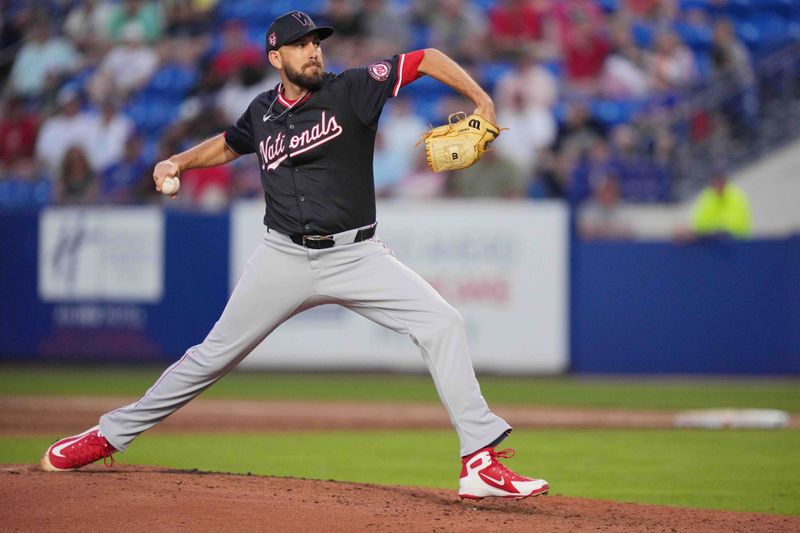 Mar 15, 2024; Port St. Lucie, Florida, USA; Washington Nationals relief pitcher Matt Barnes (41) pitches in the sixth inning against the New York Mets at Clover Park. Mandatory Credit: Jim Rassol-USA TODAY Sports