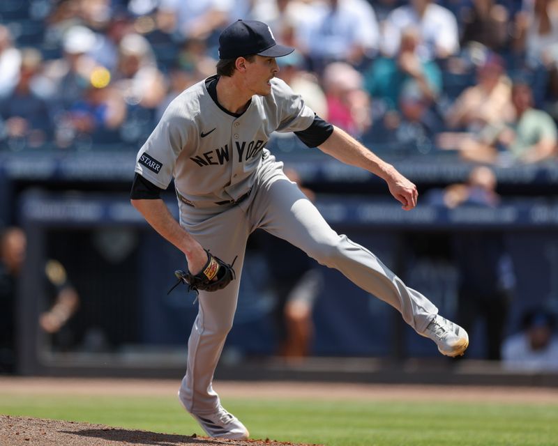 Apr 20, 2025; Tampa, Florida, USA; New York Yankees starting pitcher Max Fried (54) throws a pitch against the Tampa Bay Rays in the second inning at George M. Steinbrenner Field. Mandatory Credit: Nathan Ray Seebeck-Imagn Images