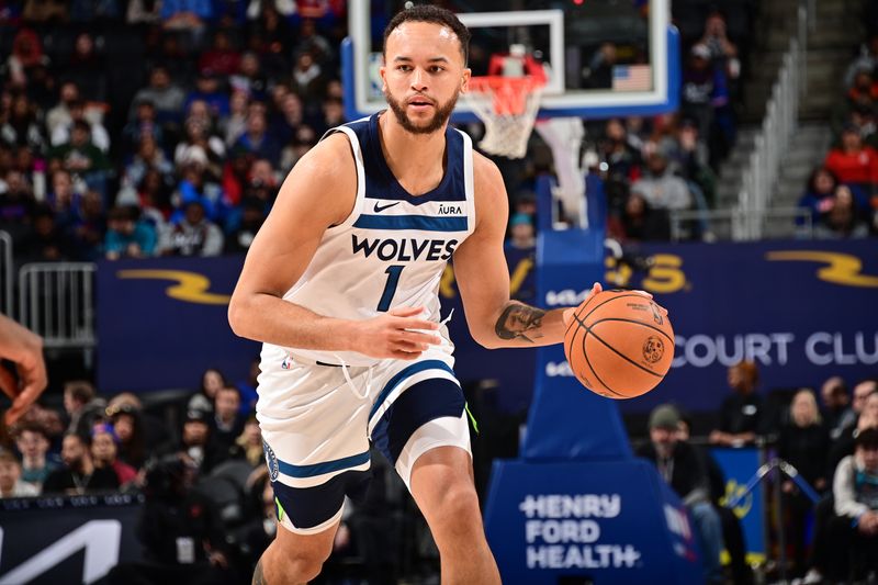 DETROIT, MI - JANUARY 17: Kyle Anderson #1 of the Minnesota Timberwolves handles the ball during the game against the Detroit Pistons on January 17, 2024 at Little Caesars Arena in Detroit, Michigan. NOTE TO USER: User expressly acknowledges and agrees that, by downloading and/or using this photograph, User is consenting to the terms and conditions of the Getty Images License Agreement. Mandatory Copyright Notice: Copyright 2024 NBAE (Photo by Chris Schwegler/NBAE via Getty Images)