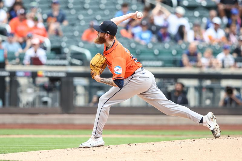 Jun 30, 2024; New York City, New York, USA;  Houston Astros starting pitcher Shawn Dubin (66) pitches in the first inning against the New York Mets at Citi Field. Mandatory Credit: Wendell Cruz-USA TODAY Sports