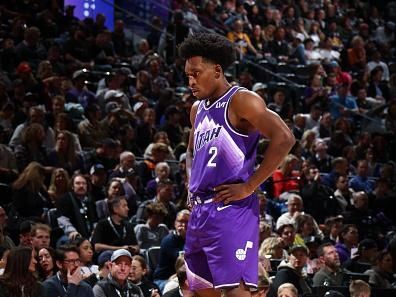 SALT LAKE CITY, UT - DECEMBER 8: Colin Sexton #2 of the Utah Jazz looks on during the game against the LA Clippers on December 8, 2023 at vivint.SmartHome Arena in Salt Lake City, Utah. NOTE TO USER: User expressly acknowledges and agrees that, by downloading and or using this Photograph, User is consenting to the terms and conditions of the Getty Images License Agreement. Mandatory Copyright Notice: Copyright 2023 NBAE (Photo by Melissa Majchrzak/NBAE via Getty Images)