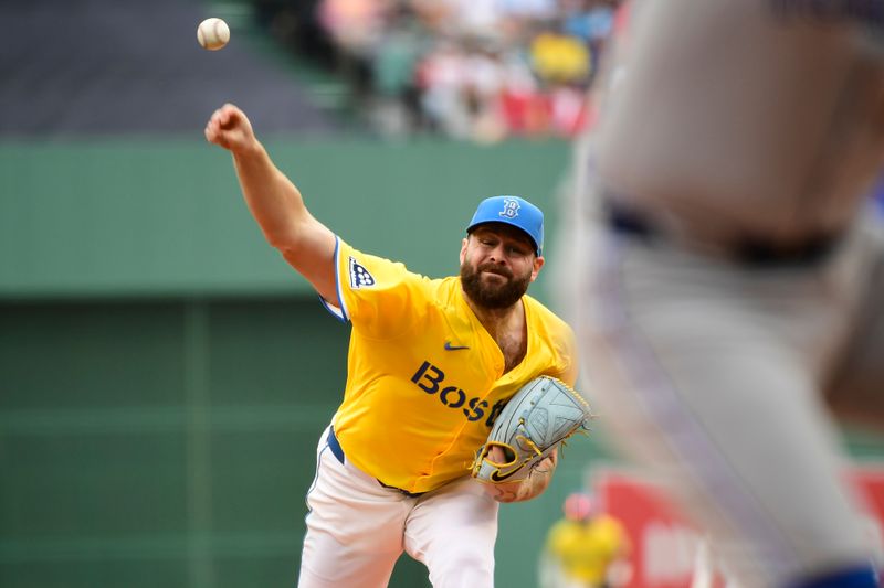 Jun 28, 2025; Boston, Massachusetts, USA; Boston Red Sox starting pitcher Lucas Giolito (54) pitches during the first inning against the Toronto Blue Jays at Fenway Park. Mandatory Credit: Bob DeChiara-Imagn Images