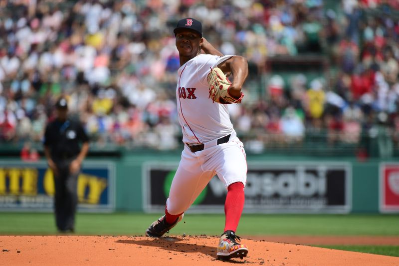 Jul 14, 2024; Boston, Massachusetts, USA;  Boston Red Sox starting pitcher Brayan Bello (66) pitches during the first inning against the Kansas City Royals at Fenway Park. Mandatory Credit: Bob DeChiara-USA TODAY Sports