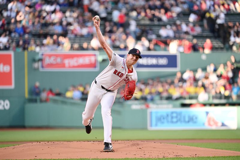 May 30, 2024; Boston, Massachusetts, USA; Boston Red Sox starting pitcher Nick Pivetta (37) pitches against the Detroit Tigers during the first inning at Fenway Park. Mandatory Credit: Eric Canha-USA TODAY Sports