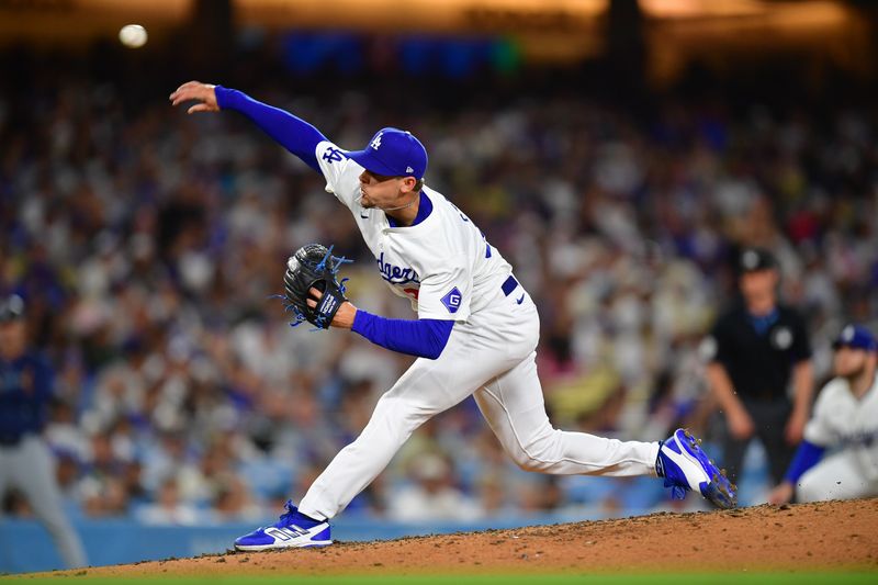 Aug 19, 2024; Los Angeles, California, USA; Los Angeles Dodgers pitcher Gavin Stone (35) throws against the Seattle Mariners during the sixth inning at Dodger Stadium. Mandatory Credit: Gary A. Vasquez-USA TODAY Sports