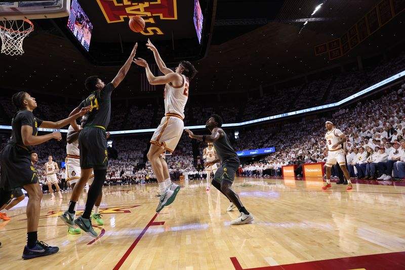 Feb 7, 2026; Ames, Iowa, USA; during the first half at James H. Hilton Coliseum. Mandatory Credit: Reese Strickland-Imagn Images
