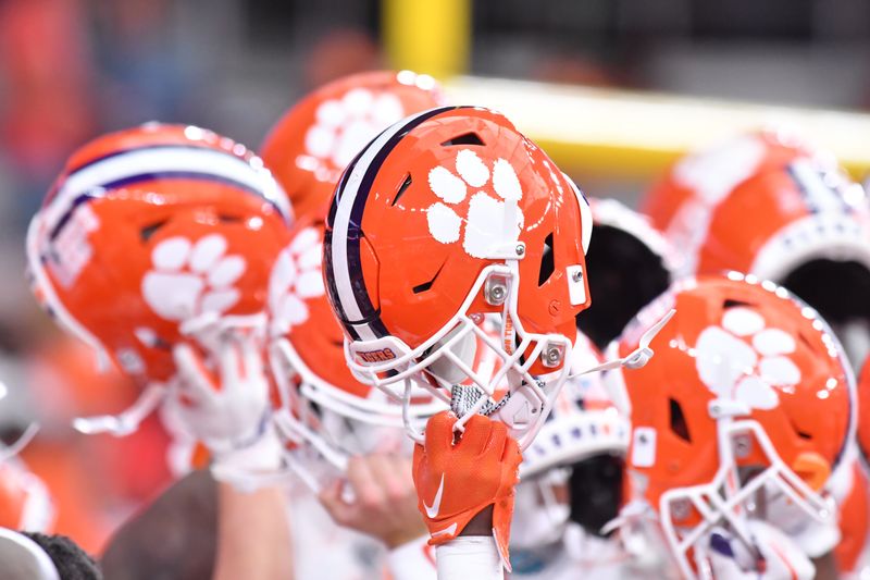 Sep 30, 2023; Syracuse, New York, USA; The Clemson Tigers huddle together before a game against the Syracuse Orange at JMA Wireless Dome. Mandatory Credit: Mark Konezny-USA TODAY Sports