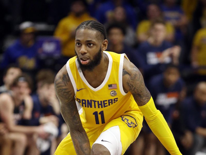 Jan 3, 2023; Pittsburgh, Pennsylvania, USA; Pittsburgh Panthers guard Jamarius Burton (11) handles the ball against the Virginia Cavaliers during the second half at the Petersen Events Center. Pittsburgh won 68-65. Mandatory Credit: Charles LeClaire-USA TODAY Sports