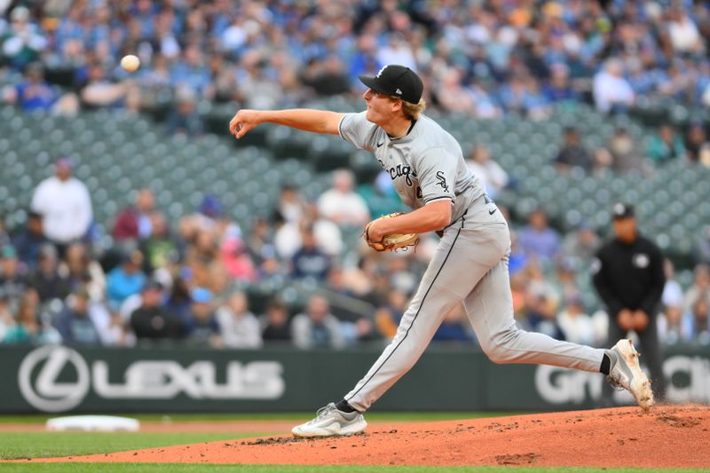 Jun 12, 2024; Seattle, Washington, USA; Chicago White Sox starting pitcher Jonathan Cannon (48) pitches to the Seattle Mariners during the second inning at T-Mobile Park. Mandatory Credit: Steven Bisig-USA TODAY Sports