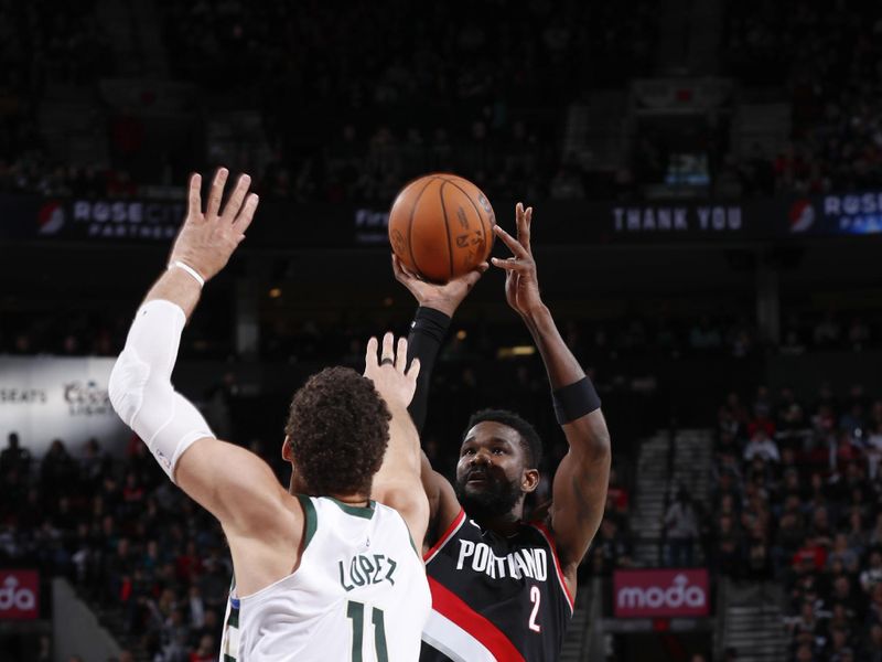 PORTLAND, OR - JANUARY 31:  Deandre Ayton #2 of the Portland Trail Blazers shoots the ball during the game  on January 31, 2024 at the Moda Center Arena in Portland, Oregon. NOTE TO USER: User expressly acknowledges and agrees that, by downloading and or using this photograph, user is consenting to the terms and conditions of the Getty Images License Agreement. Mandatory Copyright Notice: Copyright 2024 NBAE (Photo by Cameron Browne/NBAE via Getty Images)