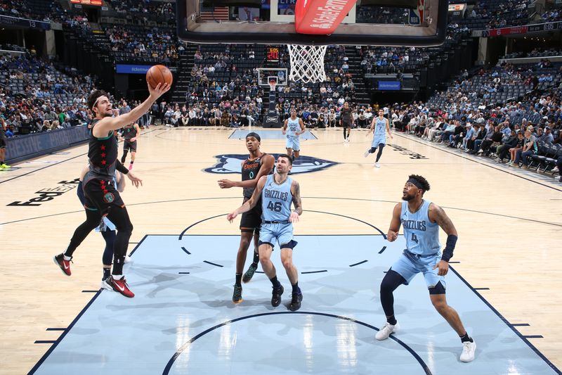 MEMPHIS, TN - MARCH 12:  Deni Avdija #8 of the Washington Wizards shoots the ball during the game against the Memphis Grizzlies on March 12, 2024 at FedExForum in Memphis, Tennessee. NOTE TO USER: User expressly acknowledges and agrees that, by downloading and or using this photograph, User is consenting to the terms and conditions of the Getty Images License Agreement. Mandatory Copyright Notice: Copyright 2024 NBAE (Photo by Joe Murphy/NBAE via Getty Images)