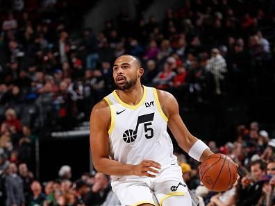 PORTLAND, OR - DECEMBER 14:  Talen Horton-Tucker #5 of the Utah Jazz handles the ball during the game  on December 14, 2023 at the Moda Center Arena in Portland, Oregon. NOTE TO USER: User expressly acknowledges and agrees that, by downloading and or using this photograph, user is consenting to the terms and conditions of the Getty Images License Agreement. Mandatory Copyright Notice: Copyright 2023 NBAE (Photo by Cameron Browne/NBAE via Getty Images)