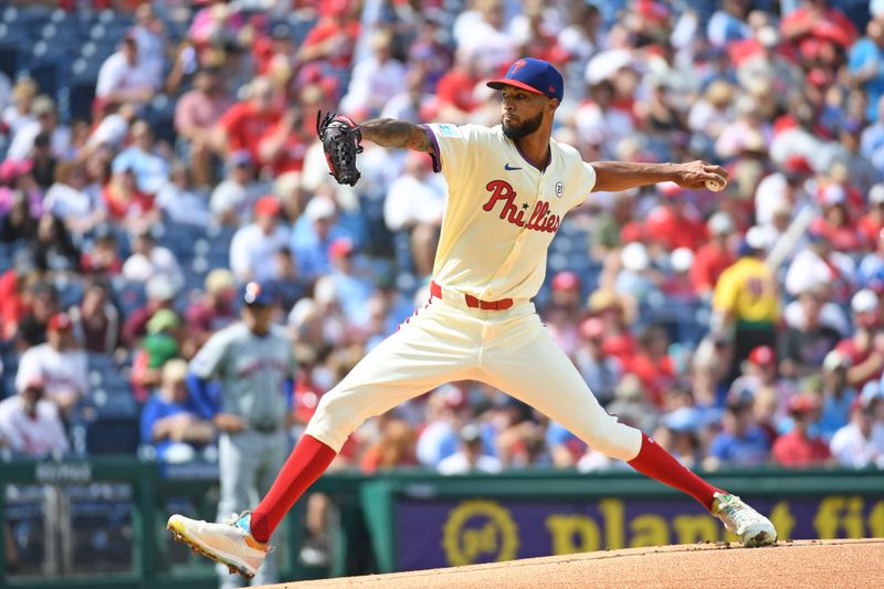 Sep 15, 2024; Philadelphia, Pennsylvania, USA; Philadelphia Phillies pitcher Cristopher Sánchez (61)  throws a pitch during the first inning against the New York Mets at Citizens Bank Park. Mandatory Credit: Eric Hartline-Imagn Images