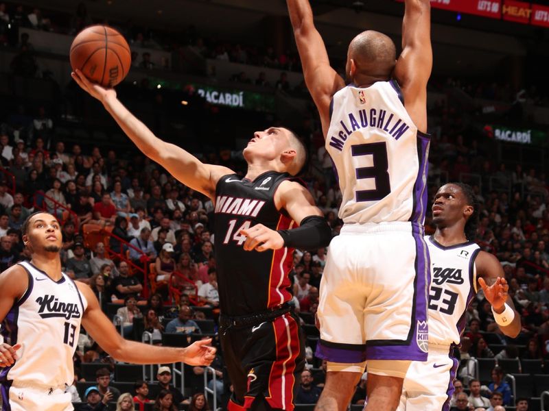 MIAMI, FL - NOVEMBER 4: Tyler Herro #14 of the Miami Heat shoots the ball during the game against the Sacramento Kings  during a regular season game on November 4, 2024 at Kaseya Center in Miami, Florida. NOTE TO USER: User expressly acknowledges and agrees that, by downloading and or using this Photograph, user is consenting to the terms and conditions of the Getty Images License Agreement. Mandatory Copyright Notice: Copyright 2024 NBAE (Photo by Issac Baldizon/NBAE via Getty Images)