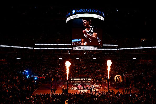BROOKLYN, NY - OCTOBER 25: A general overview of the arena before the game between the Cleveland Cavaliers and the Brooklyn Nets on October 25, 2023 at Barclays Center in Brooklyn, New York. NOTE TO USER: User expressly acknowledges and agrees that, by downloading and or using this Photograph, user is consenting to the terms and conditions of the Getty Images License Agreement. Mandatory Copyright Notice: Copyright 2023 NBAE (Photo by David Dow/NBAE via Getty Images)