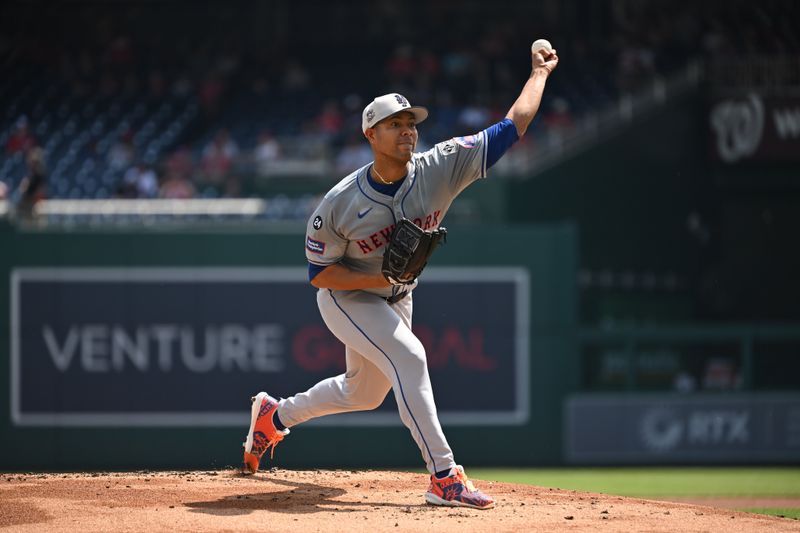 Jul 4, 2024; Washington, District of Columbia, USA; starting pitcher Jose Quintana (62) throws a pitch against the Washington Nationals during the first inning at Nationals Park. Mandatory Credit: Rafael Suanes-USA TODAY Sports