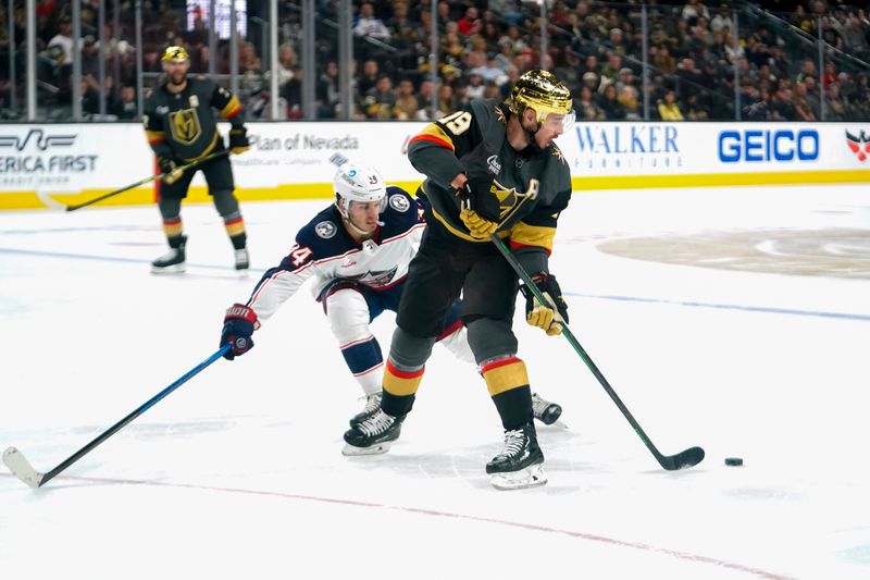 Mar 19, 2023; Las Vegas, Nevada, USA; Vegas Golden Knights center Jonathan Marchessault (81) plays during the second period against the Columbus Blue Jackets at T-Mobile Arena. Mandatory Credit: Lucas Peltier-USA TODAY Sports