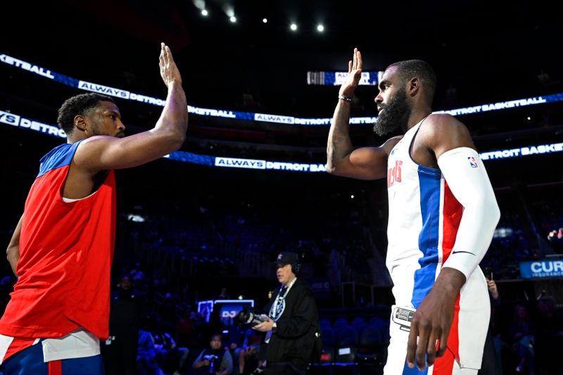 DETROIT, MI - OCTOBER 6: Tim Hardaway Jr. #10 of the Detroit Pistons is introduced before the game against the Milwaukee Bucks during a NBA preseason game on October 6, 2024 at Little Caesars Arena in Detroit, Michigan. NOTE TO USER: User expressly acknowledges and agrees that, by downloading and/or using this photograph, User is consenting to the terms and conditions of the Getty Images License Agreement. Mandatory Copyright Notice: Copyright 2024 NBAE (Photo by Chris Schwegler/NBAE via Getty Images)