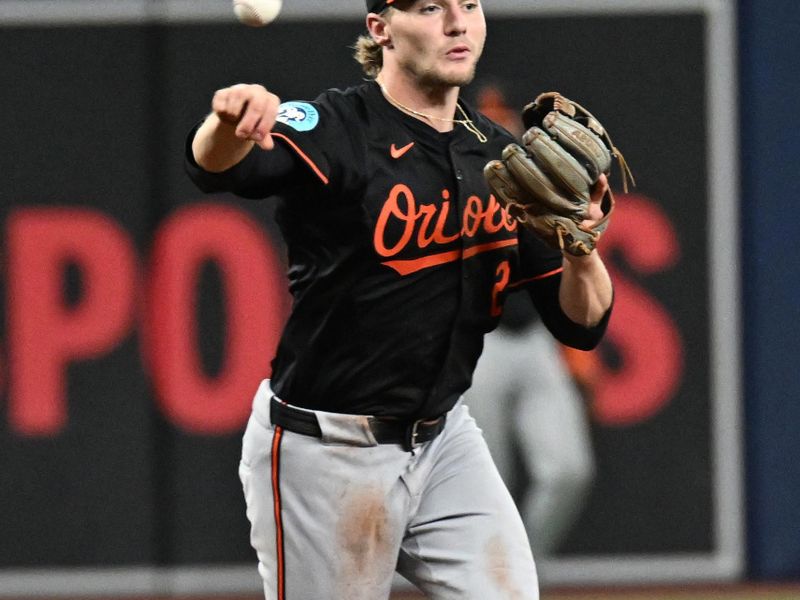 Aug 9, 2024; St. Petersburg, Florida, USA; Baltimore Orioles shortstop Gunnar Henderson (2) throws to first base in the fifth inning against the Tampa Bay Rays at Tropicana Field. Mandatory Credit: Jonathan Dyer-USA TODAY Sports