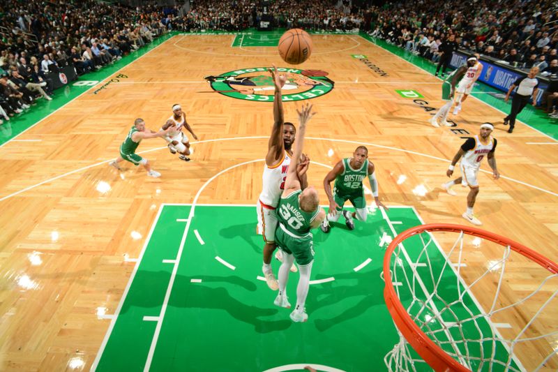 BOSTON, MA - NOVEMBER 6: Andrew Wiggins #22 of the Golden State Warriors drives to the basket during the game against the Boston Celtics on November 6, 2024 at TD Garden in Boston, Massachusetts. NOTE TO USER: User expressly acknowledges and agrees that, by downloading and/or using this Photograph, user is consenting to the terms and conditions of the Getty Images License Agreement. Mandatory Copyright Notice: Copyright 2024 NBAE (Photo by Brian Babineau/NBAE via Getty Images)