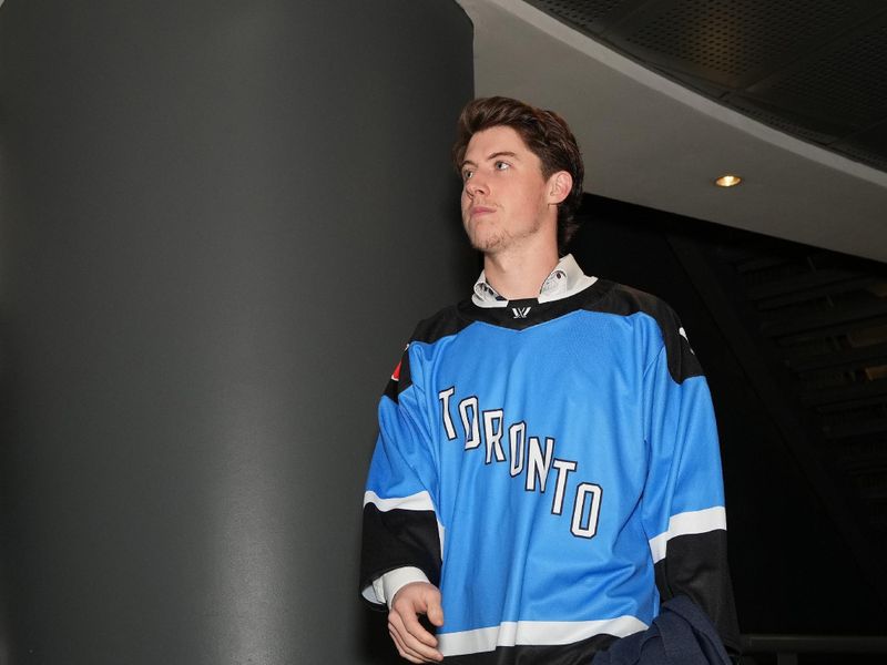 Mar 6, 2024; Toronto, Ontario, CAN; Toronto Maple Leafs right wing Mitchell Marner (16) arrives at the Scotiabank Arena before a game against the Buffalo Sabres. Mandatory Credit: Nick Turchiaro-USA TODAY Sports