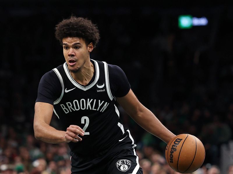 BOSTON, MASSACHUSETTS - NOVEMBER 10: Cameron Johnson #2 of the Brooklyn Nets dribbles downcourt during the second hafl of their In-Season Tournament game at TD Garden on November 10, 2023 in Boston, Massachusetts. The Celtics defeat the Nets 121-107. NOTE TO USER: User expressly acknowledges and agrees that, by downloading and or using this photograph, User is consenting to the terms and conditions of the Getty Images License Agreement. (Photo by Maddie Meyer/Getty Images)