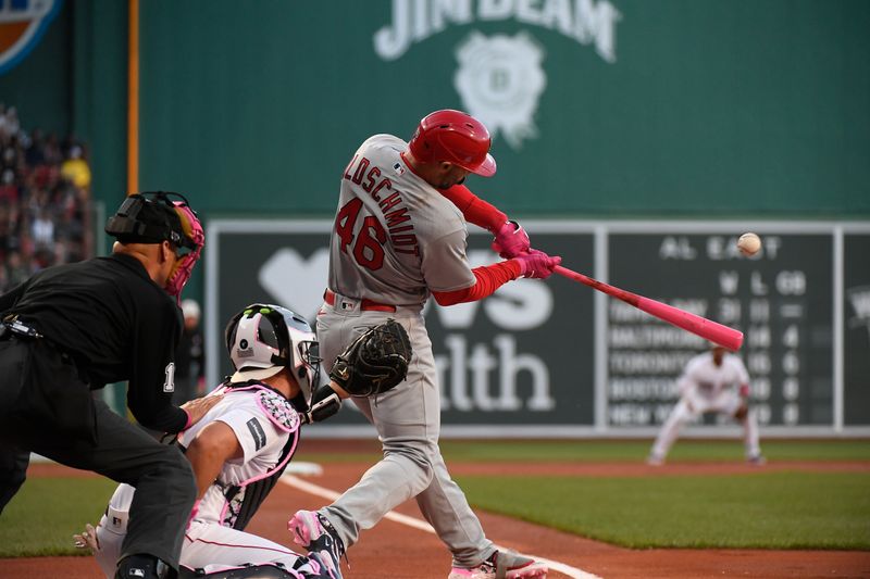 May 14, 2023; Boston, Massachusetts, USA; St. Louis Cardinals first baseman Paul Goldschmidt (46) bats against the Boston Red Sox during the first inning at Fenway Park. Mandatory Credit: Eric Canha-USA TODAY Sports