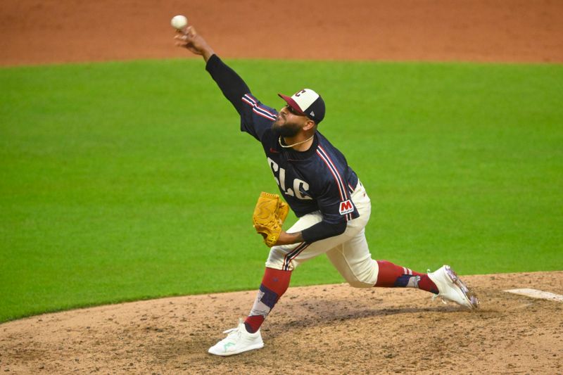 Jun 18, 2024; Cleveland, Ohio, USA; Cleveland Guardians relief pitcher Pedro Avila (60) delivers a pitch in the seventh inning against the Seattle Mariners at Progressive Field. Mandatory Credit: David Richard-USA TODAY Sports