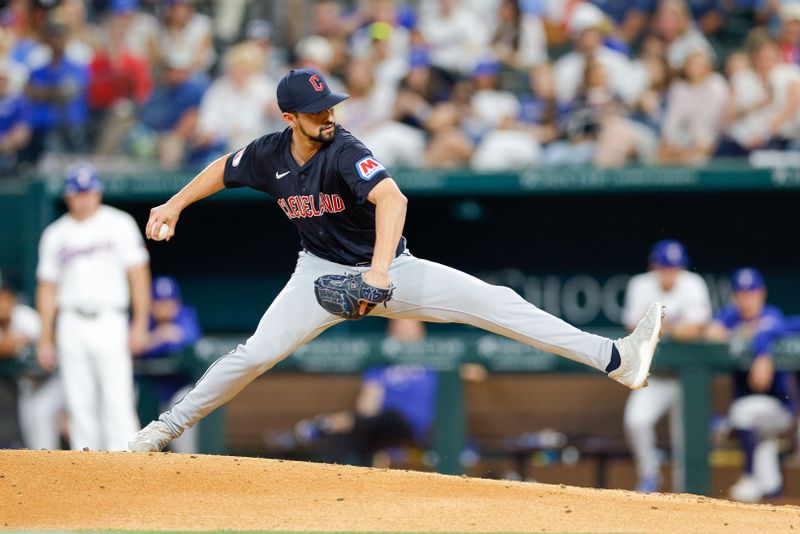 May 15, 2024; Arlington, Texas, USA;  Cleveland Guardians pitcher Nick Sandlin (52) pitches during the sixth inning against the Texas Rangers at Globe Life Field. Mandatory Credit: Andrew Dieb-USA TODAY Sports