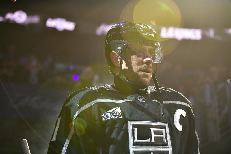 Dec 30, 2023; Los Angeles, California, USA; Los Angeles Kings center Anze Kopitar (11) before playing against the Edmonton Oilers at Crypto.com Arena. Mandatory Credit: Gary A. Vasquez-USA TODAY Sports