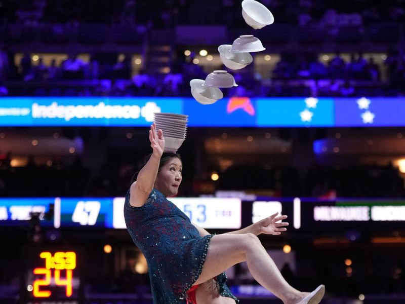 PHILADELPHIA, PA - OCTOBER 23: Red Panda performs during the game between the Milwaukee Bucks and the Philadelphia 76ers on October 23, 2024 at the Wells Fargo Center in Philadelphia, Pennsylvania NOTE TO USER: User expressly acknowledges and agrees that, by downloading and/or using this Photograph, user is consenting to the terms and conditions of the Getty Images License Agreement. Mandatory Copyright Notice: Copyright 2024 NBAE (Photo by Jesse D. Garrabrant/NBAE via Getty Images)