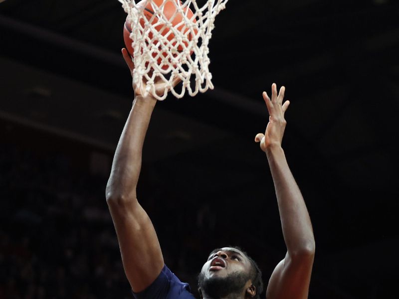 Jan 31, 2024; Piscataway, New Jersey, USA; Penn State Nittany Lions forward Qudus Wahab (22) goes up for a basket during the first half against the Rutgers Scarlet Knights at Jersey Mike's Arena. Mandatory Credit: Vincent Carchietta-USA TODAY Sports