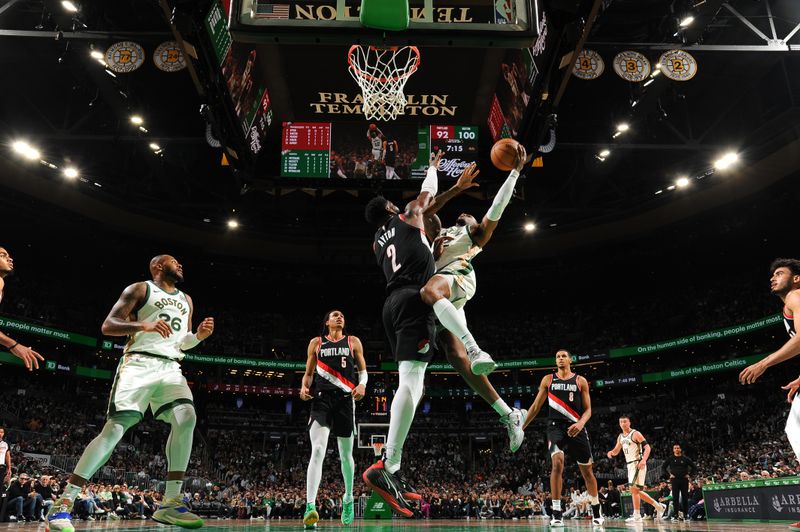 BOSTON, MA - APRIL 7: Oshae Brissett #12 of the Boston Celtics goes to the basket during the game on April 7, 2024 at the TD Garden in Boston, Massachusetts. NOTE TO USER: User expressly acknowledges and agrees that, by downloading and or using this photograph, User is consenting to the terms and conditions of the Getty Images License Agreement. Mandatory Copyright Notice: Copyright 2024 NBAE  (Photo by Brian Babineau/NBAE via Getty Images)