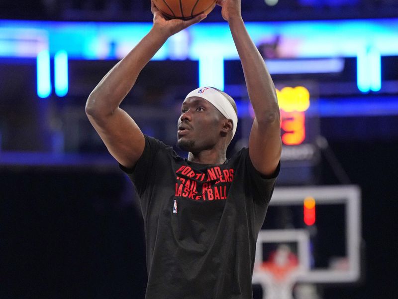 NEW YORK, NY - JANUARY 9: Duop Reath #26 of the Portland Trail Blazers warms up before the game against the New York Knicks on January 9, 2024 at Madison Square Garden in New York City, New York.  NOTE TO USER: User expressly acknowledges and agrees that, by downloading and or using this photograph, User is consenting to the terms and conditions of the Getty Images License Agreement. Mandatory Copyright Notice: Copyright 2024 NBAE  (Photo by Jesse D. Garrabrant/NBAE via Getty Images)