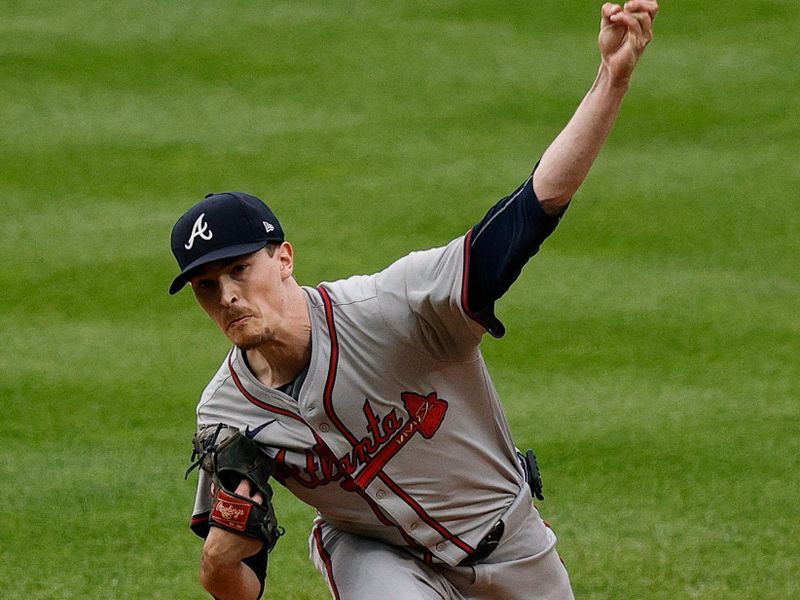 Aug 10, 2024; Denver, Colorado, USA; Atlanta Braves starting pitcher Max Fried (54) pitches in the first inning against the Colorado Rockies at Coors Field. Mandatory Credit: Isaiah J. Downing-USA TODAY Sports