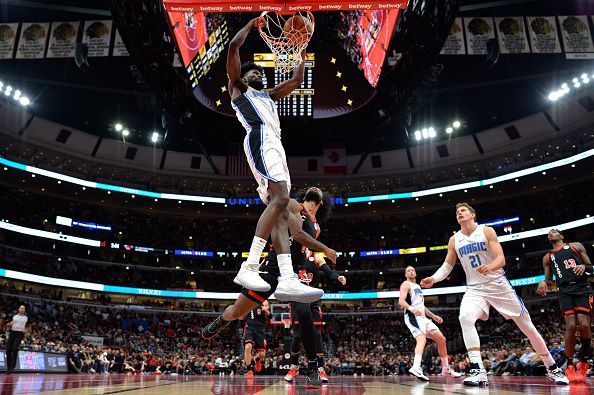 CHICAGO, ILLINOIS - NOVEMBER 17: Jonathan Isaac #1 of the Orlando Magic dunks in the first half of an NBA In-Season Tournament against the Chicago Bulls at the United Center on November 17, 2023 in Chicago, Illinois.  NOTE TO USER: User expressly acknowledges and agrees that, by downloading and or using this photograph, User is consenting to the terms and conditions of the Getty Images License Agreement.  (Photo by Quinn Harris/Getty Images)