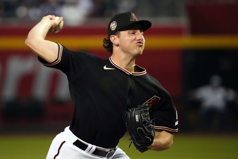 May 9, 2023; Phoenix, Arizona, USA; Arizona Diamondbacks starting pitcher Brandon Pfaadt (32) pitches against the Miami Marlins during the fourth inning at Chase Field. Mandatory Credit: Joe Camporeale-USA TODAY Sports