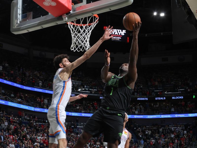 NEW ORLEANS, LA - MARCH 26: Zion Williamson #1 of the New Orleans Pelicans goes to the basket during the game on March 26, 2024 at the Smoothie King Center in New Orleans, Louisiana. NOTE TO USER: User expressly acknowledges and agrees that, by downloading and or using this Photograph, user is consenting to the terms and conditions of the Getty Images License Agreement. Mandatory Copyright Notice: Copyright 2024 NBAE (Photo by Jonathan Bachman/NBAE via Getty Images)