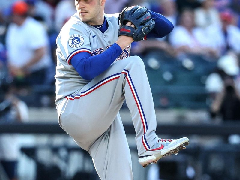 Sep 13, 2025; New York City, New York, USA;  Texas Rangers starting pitcher Patrick Corbin (46) pitches in the first inning against the New York Mets at Citi Field. Mandatory Credit: Wendell Cruz-Imagn Images