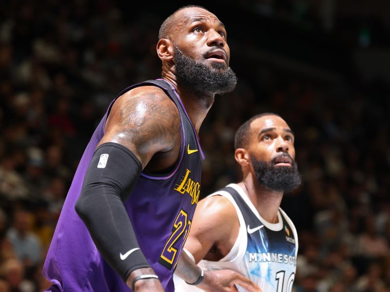 MINNEAPOLIS, MN -  DECEMBER 2: LeBron James #23 of the Los Angeles Lakers looks on during the game against the Minnesota Timberwolves on December 2, 2024 at Target Center in Minneapolis, Minnesota. NOTE TO USER: User expressly acknowledges and agrees that, by downloading and or using this Photograph, user is consenting to the terms and conditions of the Getty Images License Agreement. Mandatory Copyright Notice: Copyright 2024 NBAE (Photo by David Sherman/NBAE via Getty Images)