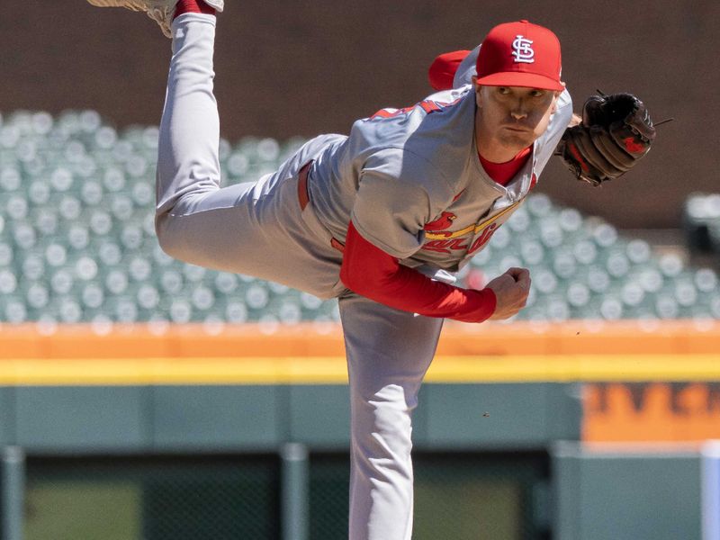 Apr 30, 2024; Detroit, Michigan, USA; St. Louis Cardinals starting pitcher Kyle Gibson (44) delivers in the first inning against the Detroit Tigers at Comerica Park. Mandatory Credit: David Reginek-USA TODAY Sports