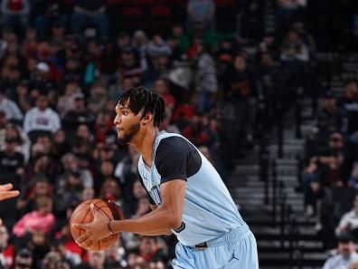 PORTLAND, OR - NOVEMBER 5: Ziaire Williams #8 of the Memphis Grizzlies handles the ball during the game against the Portland Trail Blazers on November 5, 2023 at the Moda Center Arena in Portland, Oregon. NOTE TO USER: User expressly acknowledges and agrees that, by downloading and or using this photograph, user is consenting to the terms and conditions of the Getty Images License Agreement. Mandatory Copyright Notice: Copyright 2023 NBAE (Photo by Cameron Browne/NBAE via Getty Images)