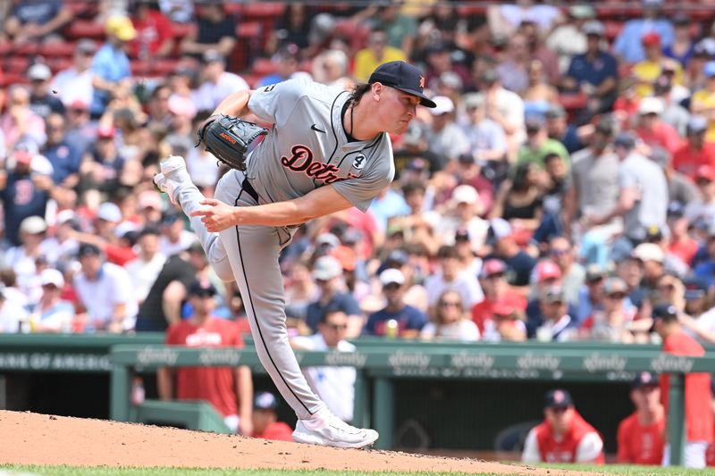 Jun 2, 2024; Boston, Massachusetts, USA;  Detroit Tigers pitcher Tyler Holton (87) pitches against the Boston Red Sox during the fifth inning at Fenway Park. Mandatory Credit: Eric Canha-USA TODAY Sports