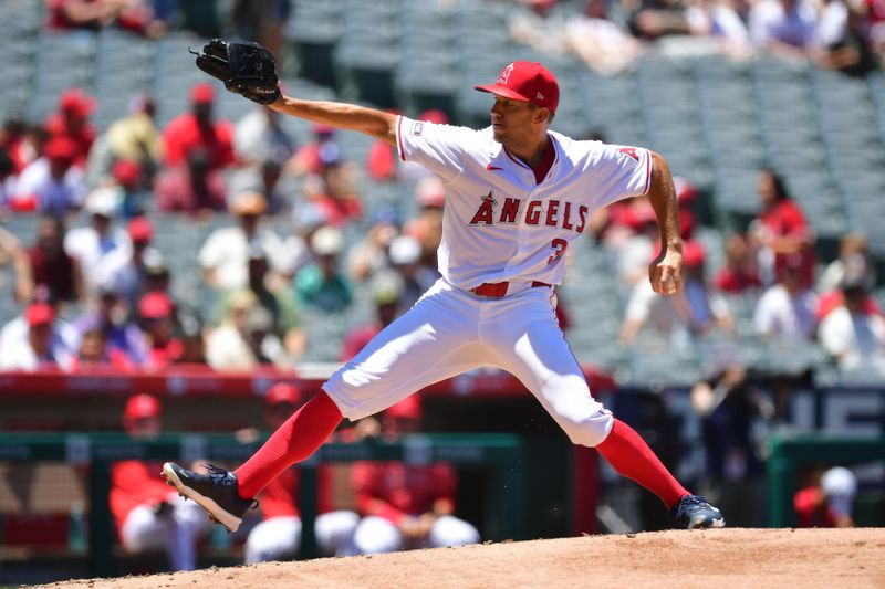 Jun 27, 2024; Anaheim, California, USA; Los Angeles Angels pitcher Tyler Anderson (31) throws against the Detroit Tigers during the second inning at Angel Stadium. Mandatory Credit: Gary A. Vasquez-USA TODAY Sports