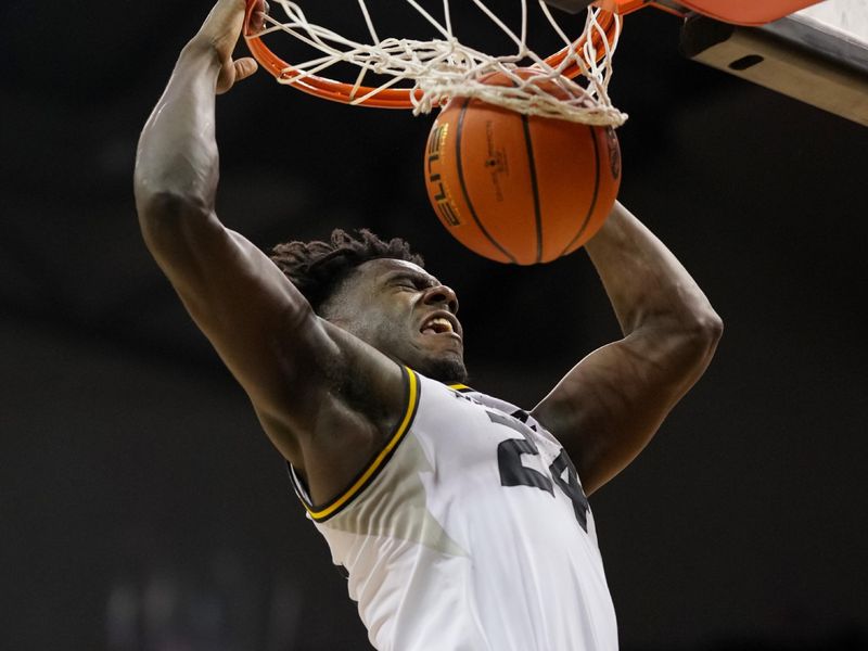 Feb 1, 2023; Columbia, Missouri, USA; Missouri Tigers guard Kobe Brown (24) dunks the ball during the first half against the LSU Tigers at Mizzou Arena. Mandatory Credit: Jay Biggerstaff-USA TODAY Sports