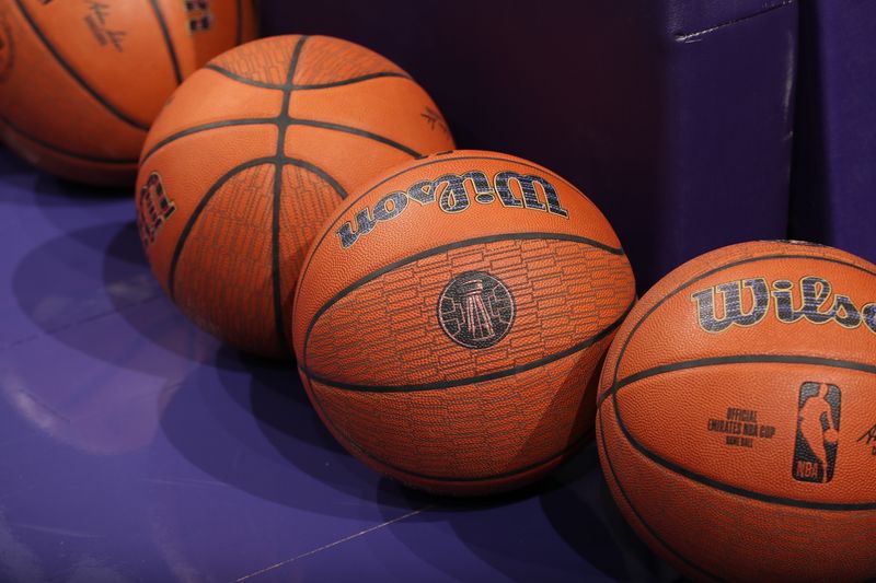 CHARLOTTE, NC - DECEMBER 3: A generic basketball photo of the Official Wilson basketball during the game between the Philadelphia 76ers and the Charlotte Hornets  during an NBA Emirates Cup game on December 3, 2024 at Spectrum Center in Charlotte, North Carolina. NOTE TO USER: User expressly acknowledges and agrees that, by downloading and or using this photograph, User is consenting to the terms and conditions of the Getty Images License Agreement. Mandatory Copyright Notice: Copyright 2024 NBAE (Photo by Kent Smith/NBAE via Getty Images)