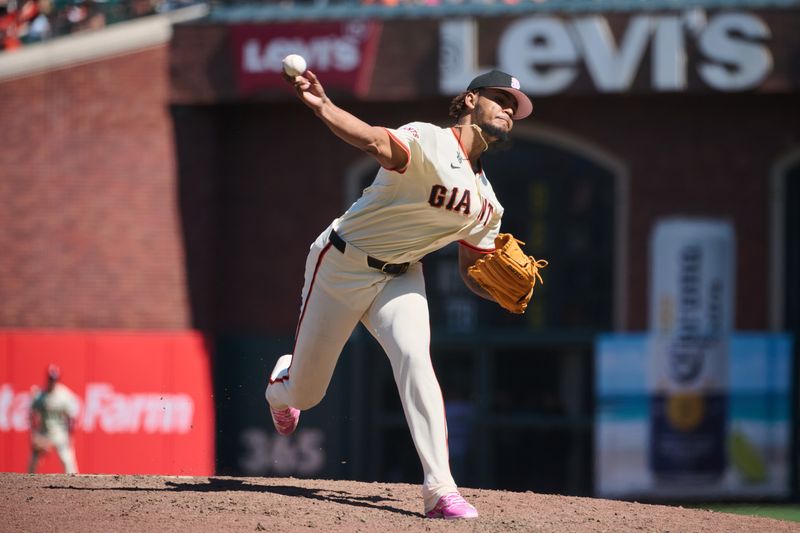 May 12, 2024; San Francisco, California, USA; San Francisco Giants pitcher Camilo Doval (75) throws a pitch against the Cincinnati Reds during the eighth inning at Oracle Park. Mandatory Credit: Robert Edwards-USA TODAY Sports